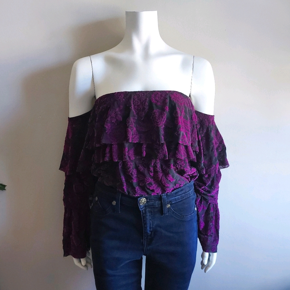 Forever 21 | Off Shoulder Velour Tiered Top
